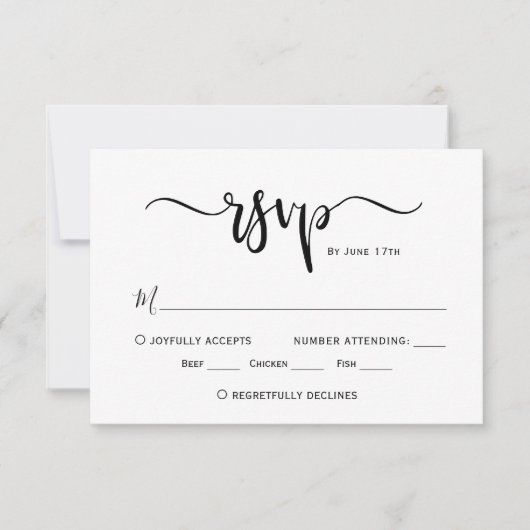Minimalistisch Chique Kalligrafie Script Bruiloft  RSVP Kaartje (Voorkant)