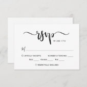 Minimalistisch Chique Kalligrafie Script Bruiloft  RSVP Kaartje (Voorkant / Achterkant)