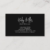 Minimalistisch chique stijlvol script zwart-wit visitekaartje (Achterkant)