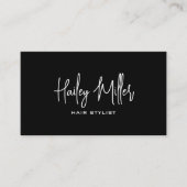 Minimalistisch chique stijlvol script zwart-wit visitekaartje (Voorkant)