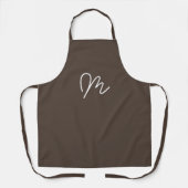 Minimalistisch Chocolade Donkerbruin Monogram Schort (Voorkant)