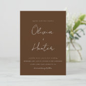 Minimalistisch Chocolate QR Code Weddenschap met f Kaart (Staand voorkant)