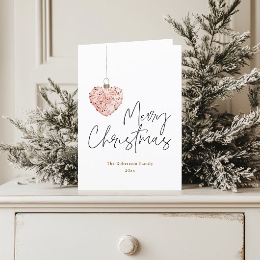 Minimalistisch Christmas Heart Ornament Feestdagen Kaart