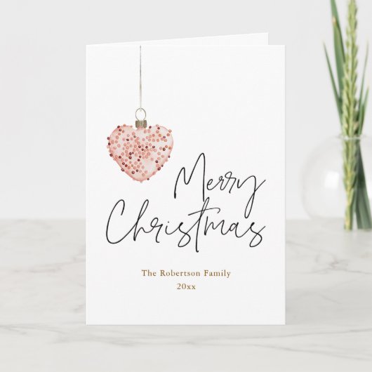 Minimalistisch Christmas Heart Ornament Feestdagen Kaart (Voorkant)