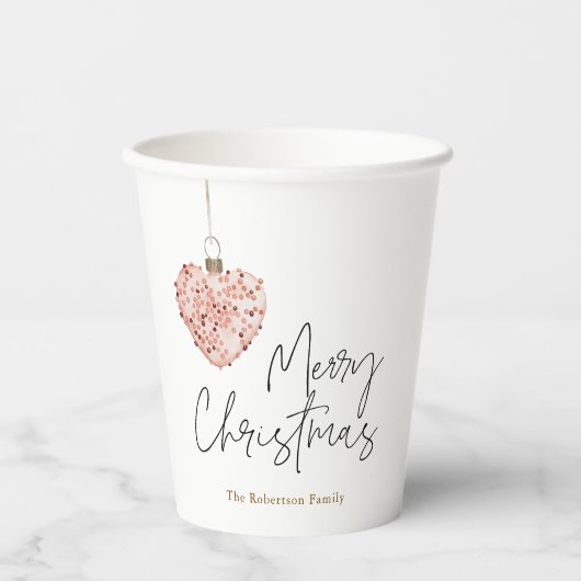 Minimalistisch Christmas Heart Ornament Papieren Bekers (Voorkant)