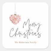 Minimalistisch Christmas Heart Ornament Vierkante Sticker (Voorkant)