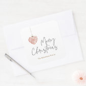 Minimalistisch Christmas Heart Ornament Vierkante Sticker (Envelop)