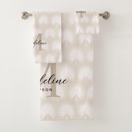Minimalistisch chromatografisch beige Anahaw Leaf  Bad Handdoek (Insitu)