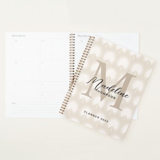 Minimalistisch chromatografisch beige Anahaw Leaf Planner (Display)