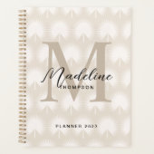 Minimalistisch chromatografisch beige Anahaw Leaf Planner (Voorkant)