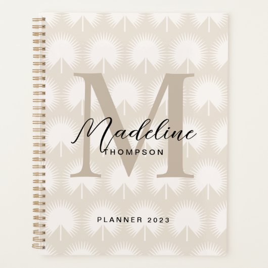 Minimalistisch chromatografisch beige Anahaw Leaf  Planner (Voorkant)