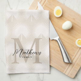 Minimalistisch chromatografisch beige Anahaw Leaf  Theedoek