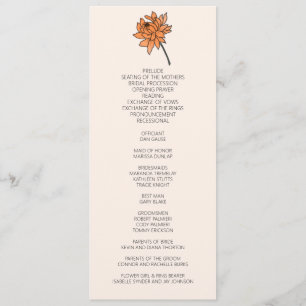 Minimalistisch Chrysanthemum huwelijksprogramma Programmakaart