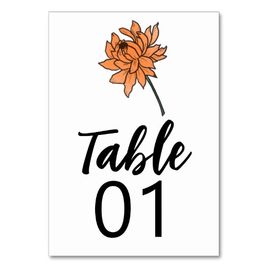 Minimalistisch Chrysanthemum Tafelnummer (Voorkant)