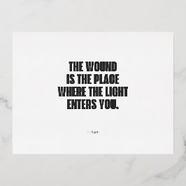 Minimalistisch citaat van Rumi - De wond is de PL Folie Feestdagen Briefkaart
