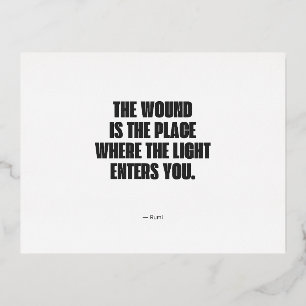 Minimalistisch citaat van Rumi - De wond is de PL Folie Feestdagen Briefkaart