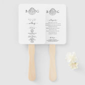 Minimalistisch Clam Seashell Monogram bruiloft pro Handwaaier (Voorkant en achterkant)
