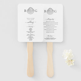 Minimalistisch Clam Seashell Monogram bruiloft pro Handwaaier