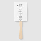 Minimalistisch Clam Seashell Monogram bruiloft pro Handwaaier (Voorkant)