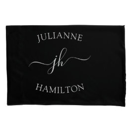 Minimalistisch Classic Black Monogramed Kussensloop