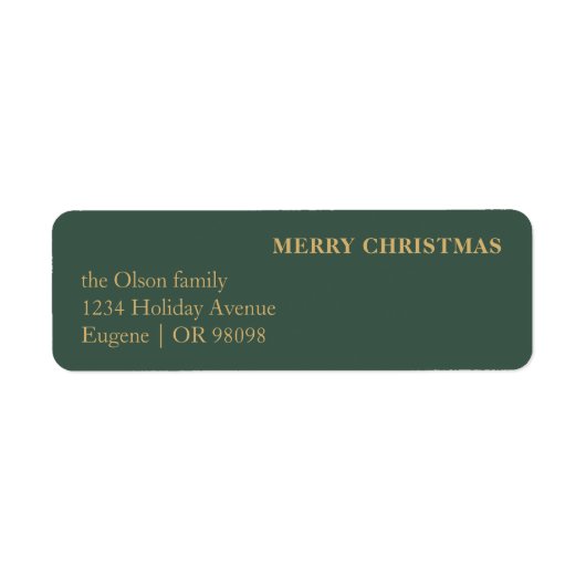 Minimalistisch Classic Christmas Green Retouradres Etiket (Voorkant)