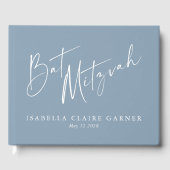 Minimalistisch Classic Dusty Blue Custom Bat Mitzv Gastenboek (Voorkant)