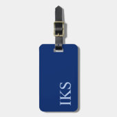 Minimalistisch Classic Monogrammed Dark Blue Bagagelabel (Voorkant verticaal)