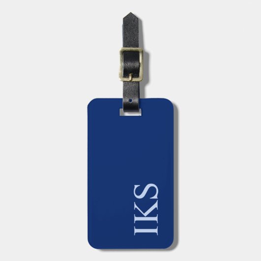 Minimalistisch Classic Monogrammed Dark Blue Bagagelabel (Voorkant verticaal)