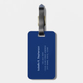 Minimalistisch Classic Monogrammed Dark Blue Bagagelabel (Achterkant verticaal)