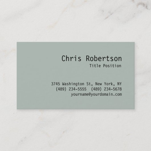 Minimalistisch Classic Trendy Ash Gray Visitekaart Visitekaartje (Voorkant)