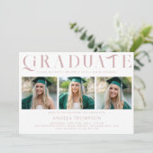 Minimalistisch Classic Typografie 3 Foto Afstudere Kaart (Staand voorkant)