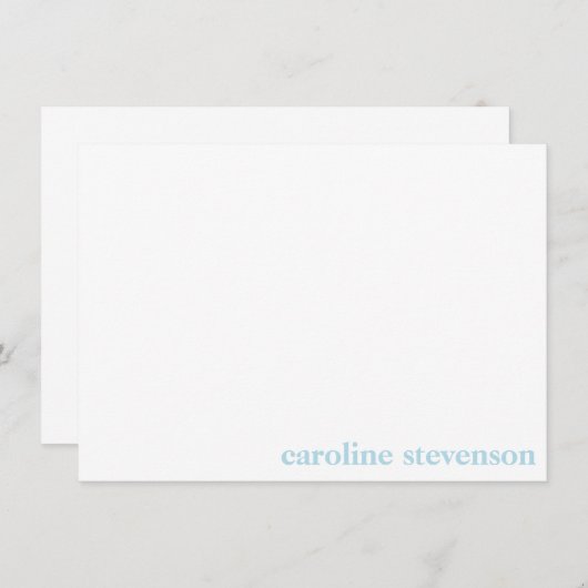 Minimalistisch Classic Typography Custom Pastel Bl Notitiekaartje (Voorkant / Achterkant)