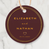 Minimalistisch Classy Burgundy & Gold Wedding Bedankjes Labels (Achterkant)