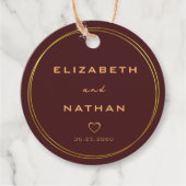 Minimalistisch Classy Burgundy & Gold Wedding Bedankjes Labels (Voorkant)