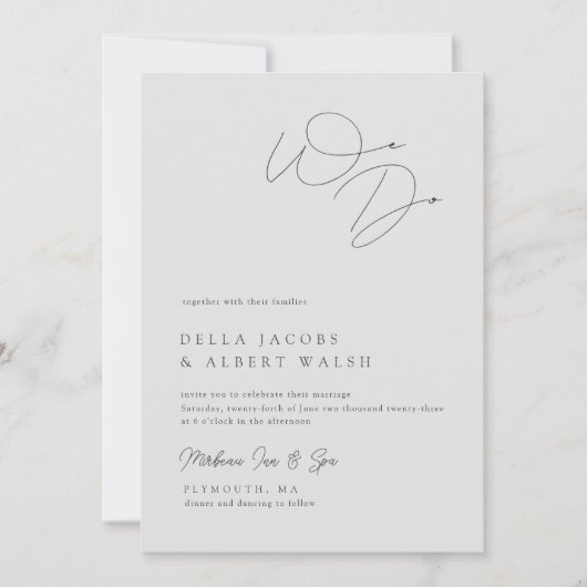 Minimalistisch Classy Calligraphy Light Gray Weddi Kaart (Voorkant)