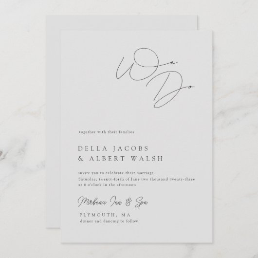 Minimalistisch Classy Calligraphy Light Gray Weddi Kaart (Voorkant / Achterkant)