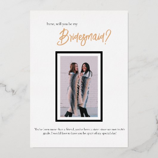 Minimalistisch Classy Eenvoudig Bruidsmeisje Folie Uitnodiging (Voorkant)