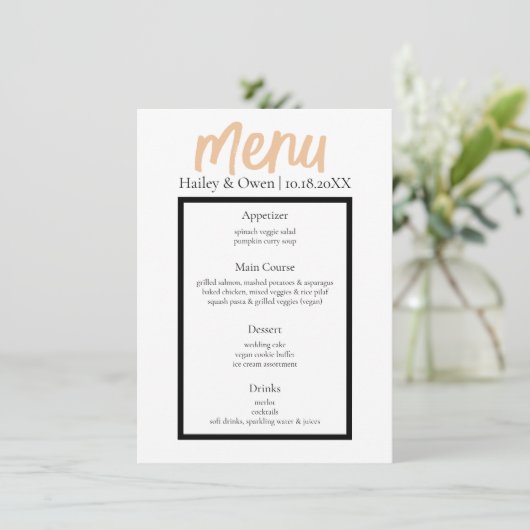 Minimalistisch Classy Eenvoudig Gepersonaliseerd H Menu (Staand voorkant)