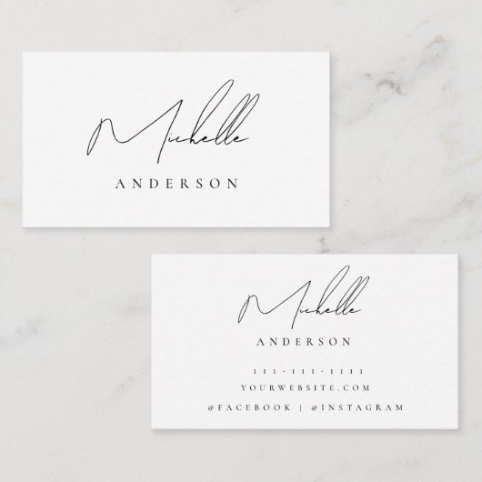 Minimalistisch Classy Script-Visitekaartje Visitekaartje (Voorkant / Achterkant)