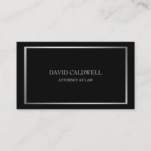 Minimalistisch Classy Silver-Lijst op zwart Visitekaartje (Voorkant)