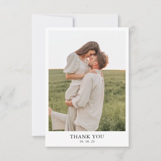 Minimalistisch Classy Simple 2 Photo Wedding Bedankkaart (Voorkant)