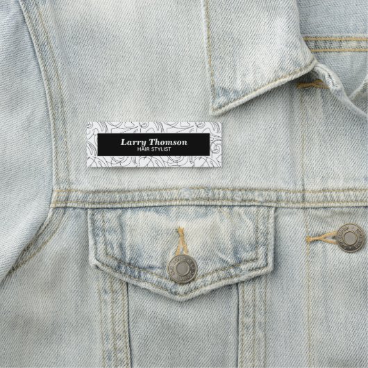 Minimalistisch Classy Zwart Wit Abstract Patroon Naamplaatje (In situ)