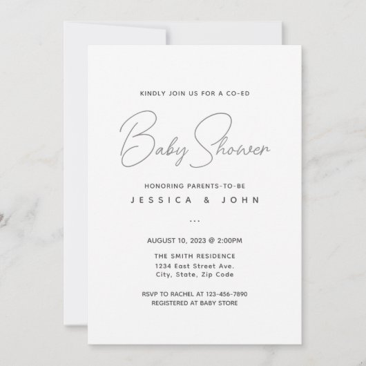 Minimalistisch Co-Ed Modern Baby shower Kaart (Voorkant)