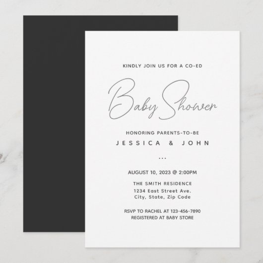 Minimalistisch Co-Ed Modern Baby shower Kaart (Voorkant / Achterkant)