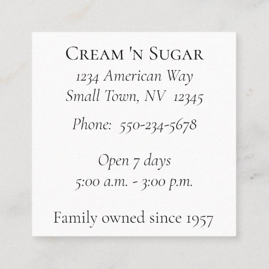 Minimalistisch Coffee Shop Visitekaartje (Achterkant)