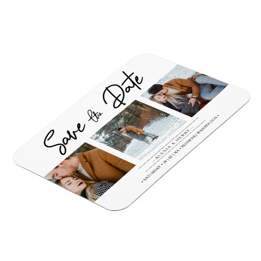 Minimalistisch collage 3 Aangepaste foto's Engaged Magneet (Linkerzijde)