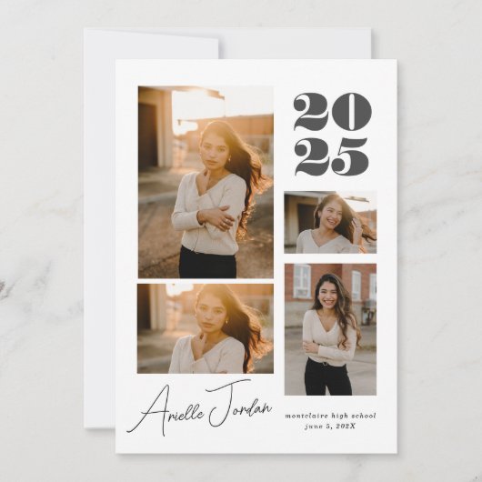 Minimalistisch collage Afstuderen jaar | Fotocolla Aankondiging (Voorkant)
