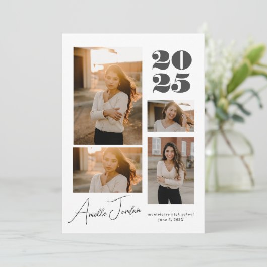 Minimalistisch collage Afstuderen jaar | Fotocolla Aankondiging (Staand voorkant)