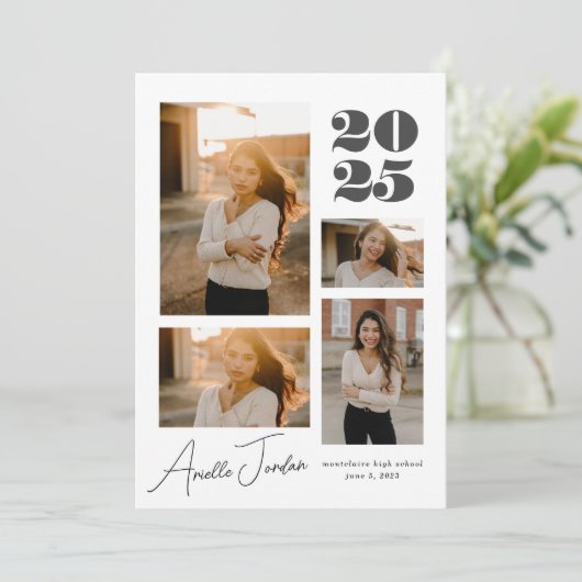 Minimalistisch collage Afstuderen jaar | Fotocolla Kaart (Staand voorkant)