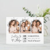 Minimalistisch Collage Bridesmaid-voorstel Kaarten (Staand voorkant)